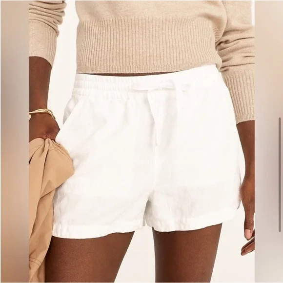 J. Crew Linen Blend White Seaside Shorts - Picture 2 of 8
